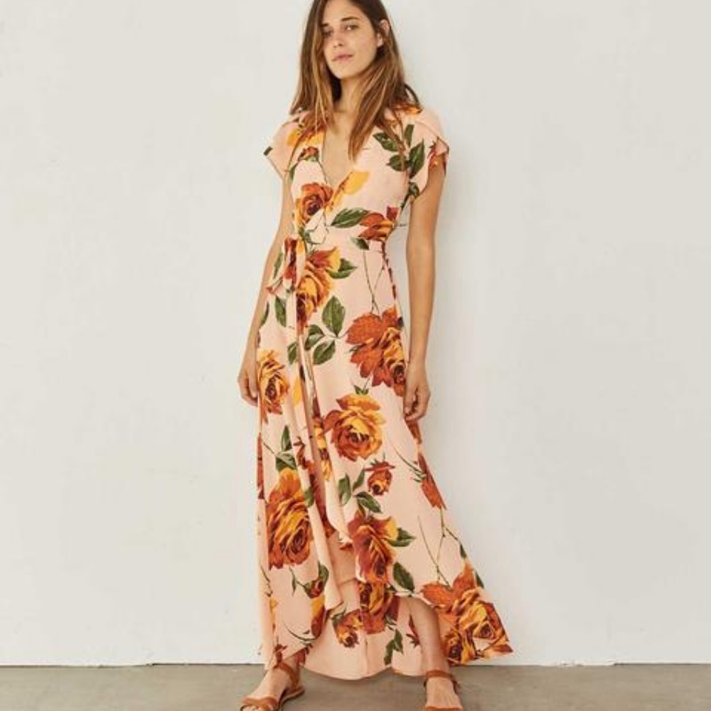 Christy Dawn Autumn Dress Peach Floral - Size M